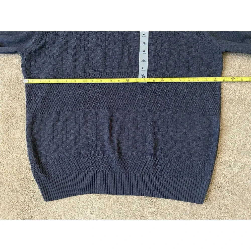 NWT U.S. Polo Assn. Men's Mixed Texture Quarter-Zip Sweater – Charcoal Gray XL